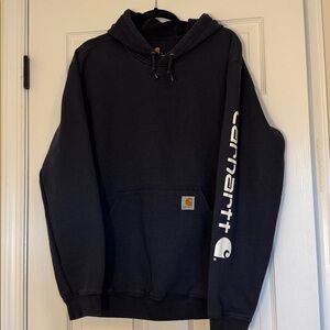 Carhartt Navy Hoodie with Sleeve Logo